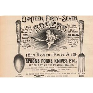 1891 Rogers Bros Silverplate Spoons Forks‎ Knives Etcetera Advertising Print